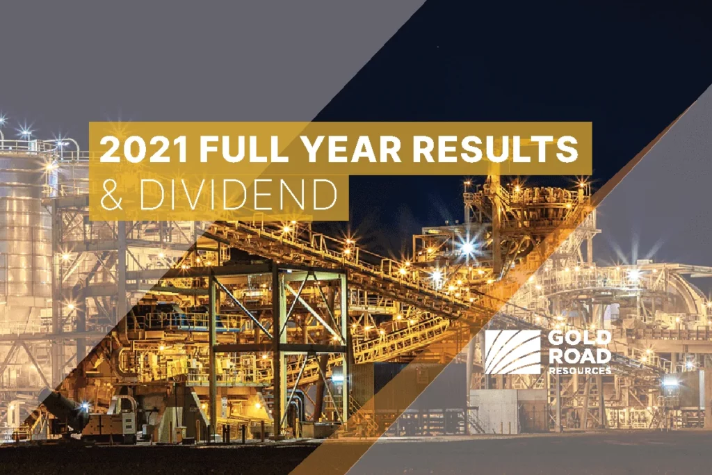 A photo of a construction site with text overlaid reading: "2021 full year results & dividend"