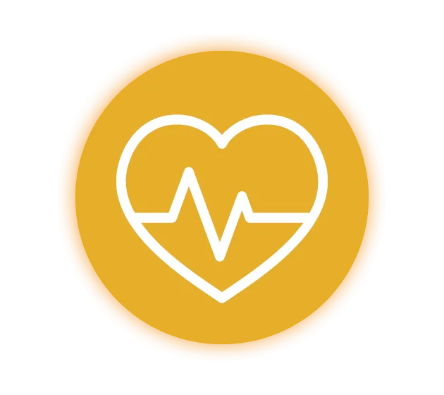 An icon representing a heart with a tracing line in the middle representing an EKG
